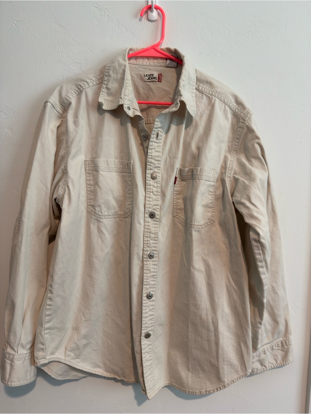 Levi's Men’s Beige Button Front Long Sleeve Denim Shirt Sz L